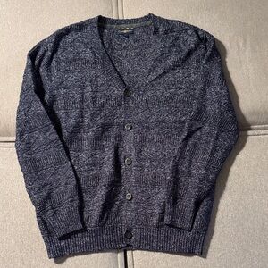 Club Room Heathered Dark Blue Cardigan Sweater